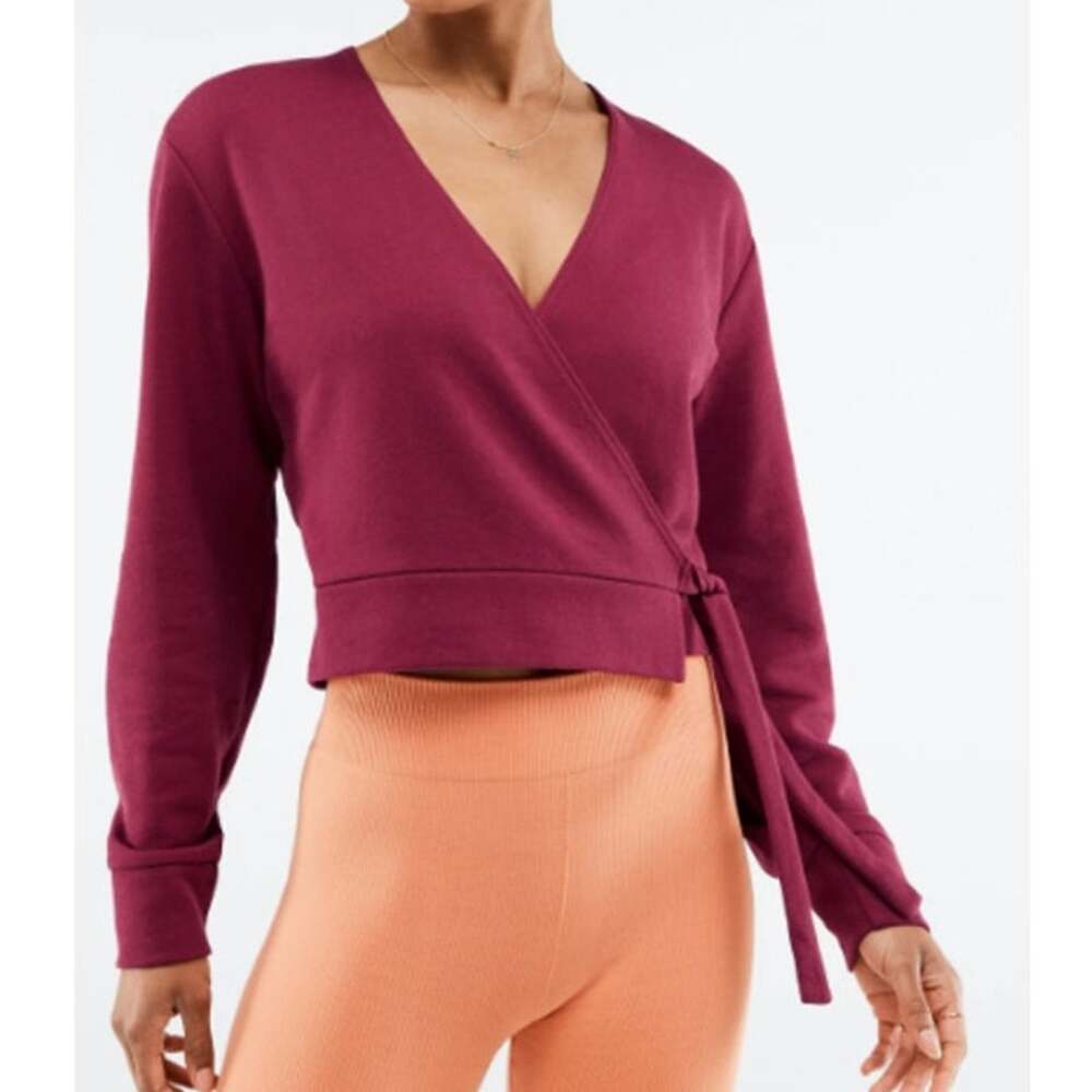 Fabletics Womens Mandy Side Tie Top Sz M Sporty Stretch Yoga Dance Gym Layering